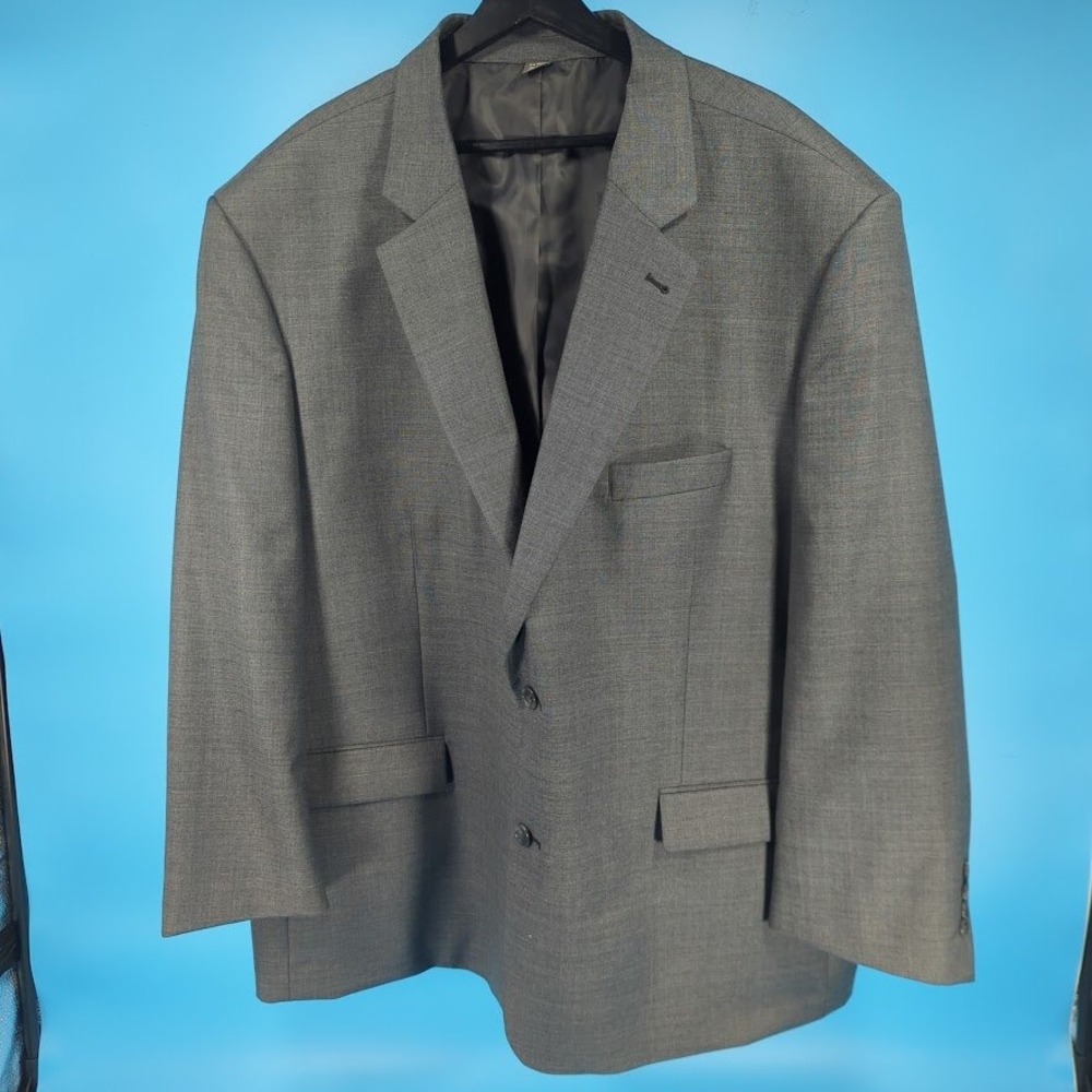 Oak Hill Premium Marzotto Italian Fabric Grey Wool Blend Blazer Sport Coat 54R